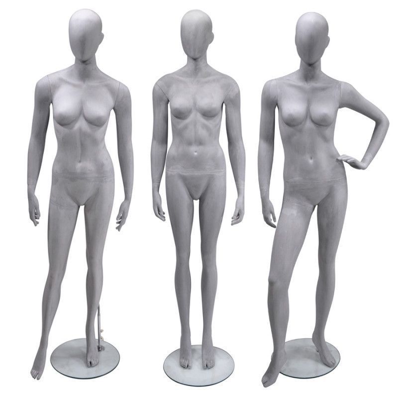 Pack x3 female mannequin faceless grey foundry finish : Mannequins vitrine