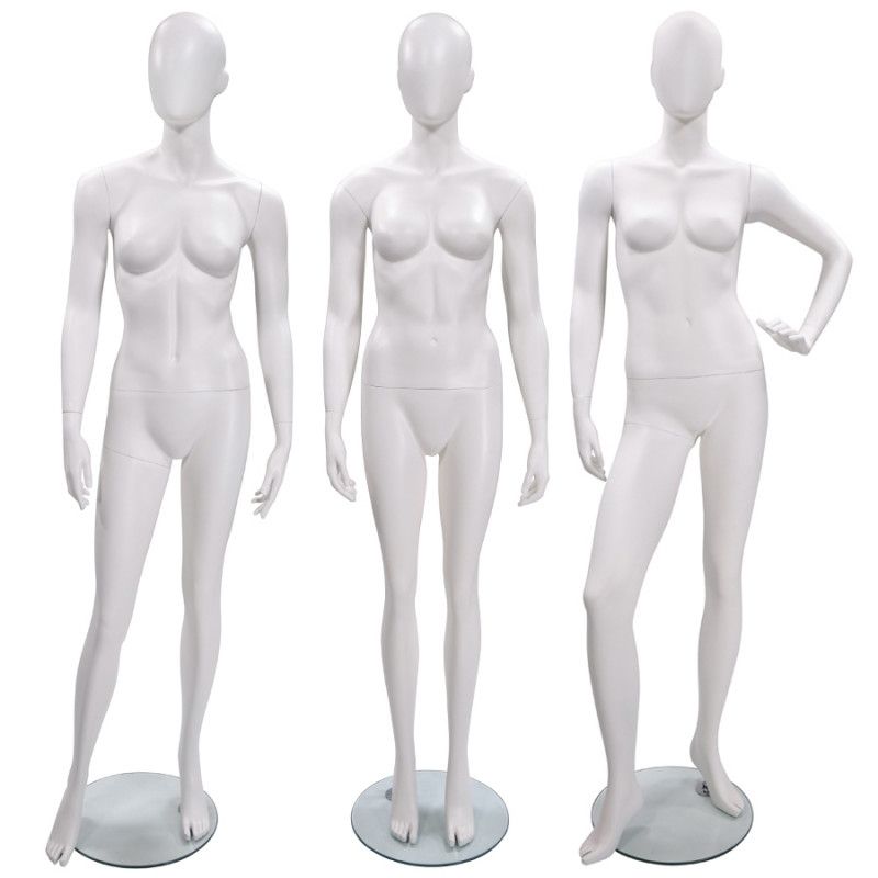 Pack x3 female mannequin faceless white finish : Mannequins vitrine