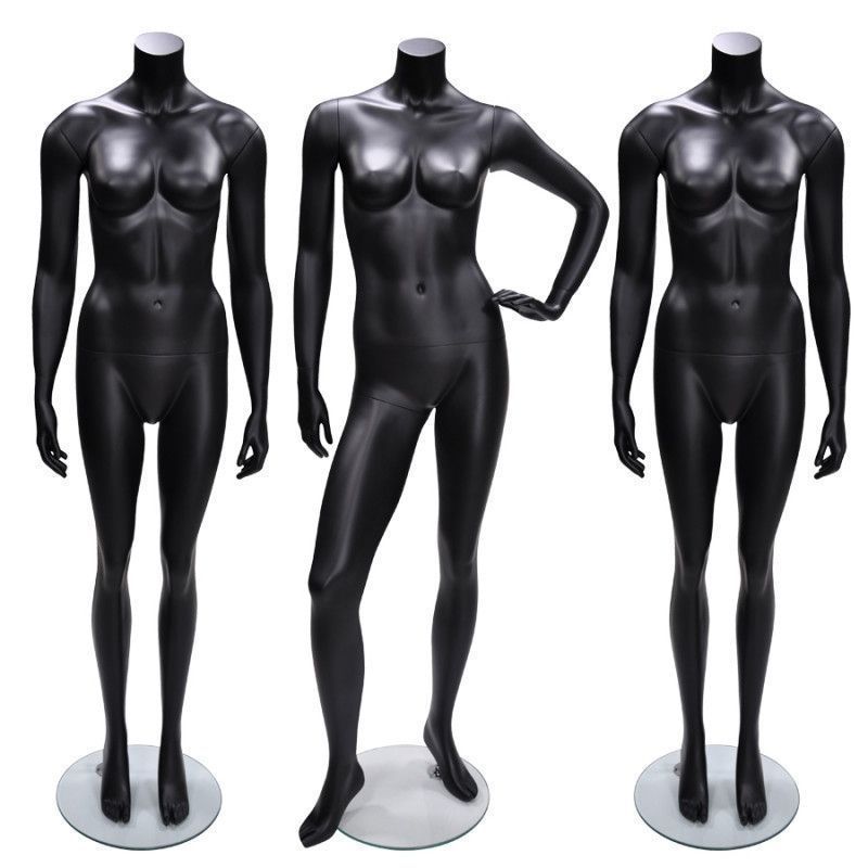 Pack x3 mannequins femme sans t&ecirc;te noire : Mannequins vitrine