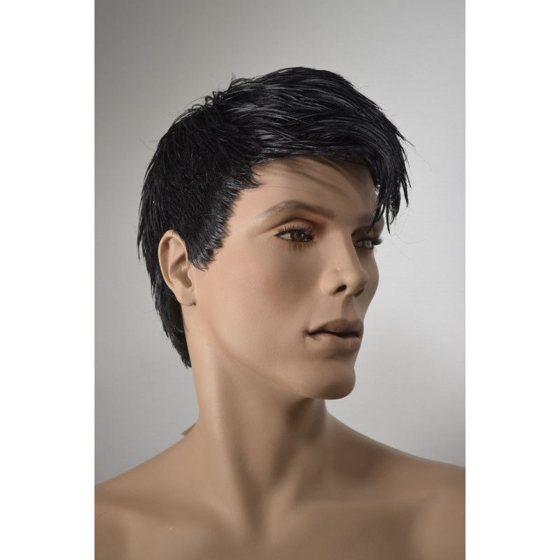 Perruque pour mannequin homme brun noir, une couleur dont on ... Perruque mannequin homme noire : Mannequins vitrine