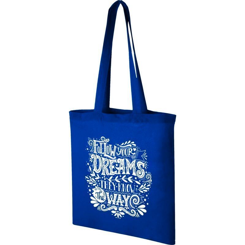 Personalised blue cotton bags - 140gr - 38x42cm : Tote bags
