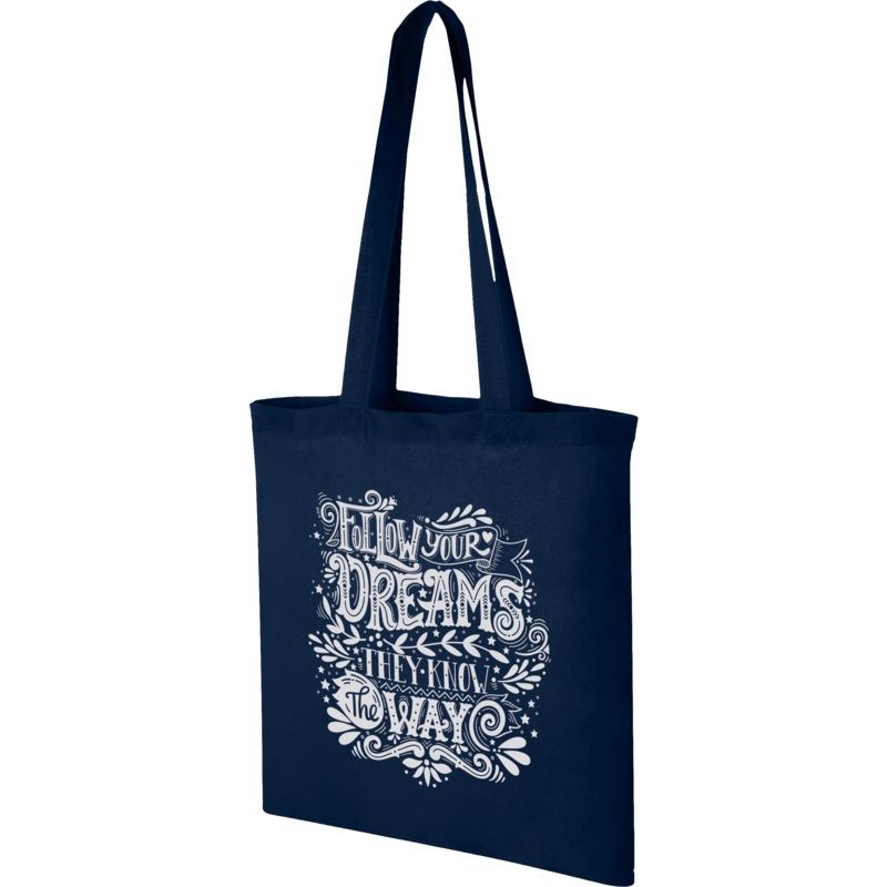 Personalised dark blue cotton bags - 140gr - 38x42cm : Tote bags