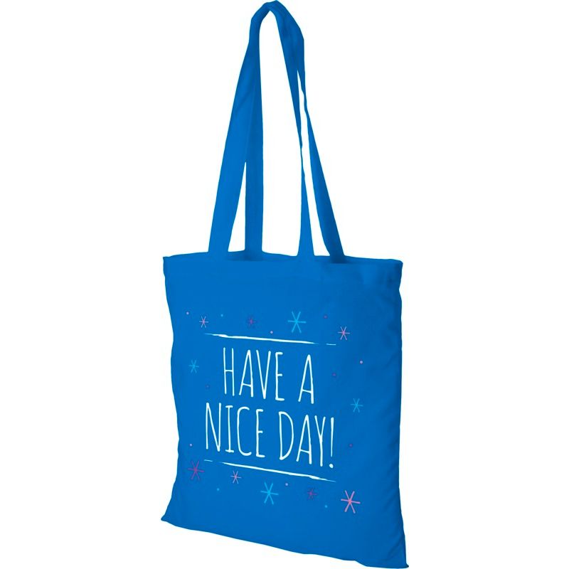 Personalised light blue cotton bags - 140gr - 38x42cm : Tote bags