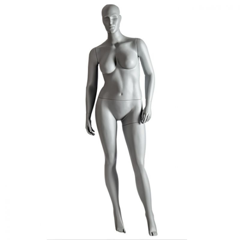 Plus size gray female window mannequin with pose : Mannequins vitrine