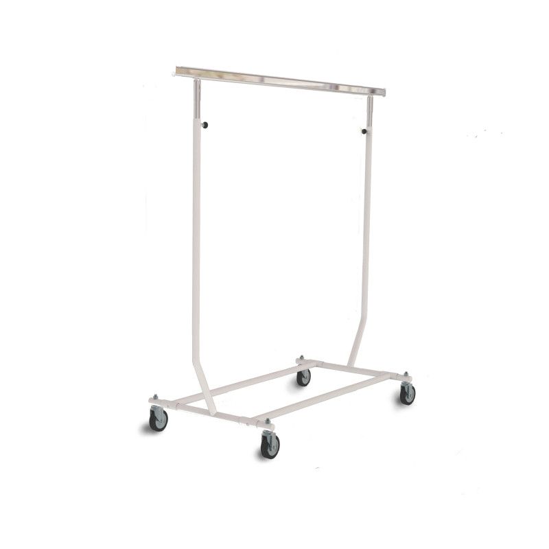 Portant &agrave; roulettes chrome pliable &agrave; 4 roues : Portants shopping