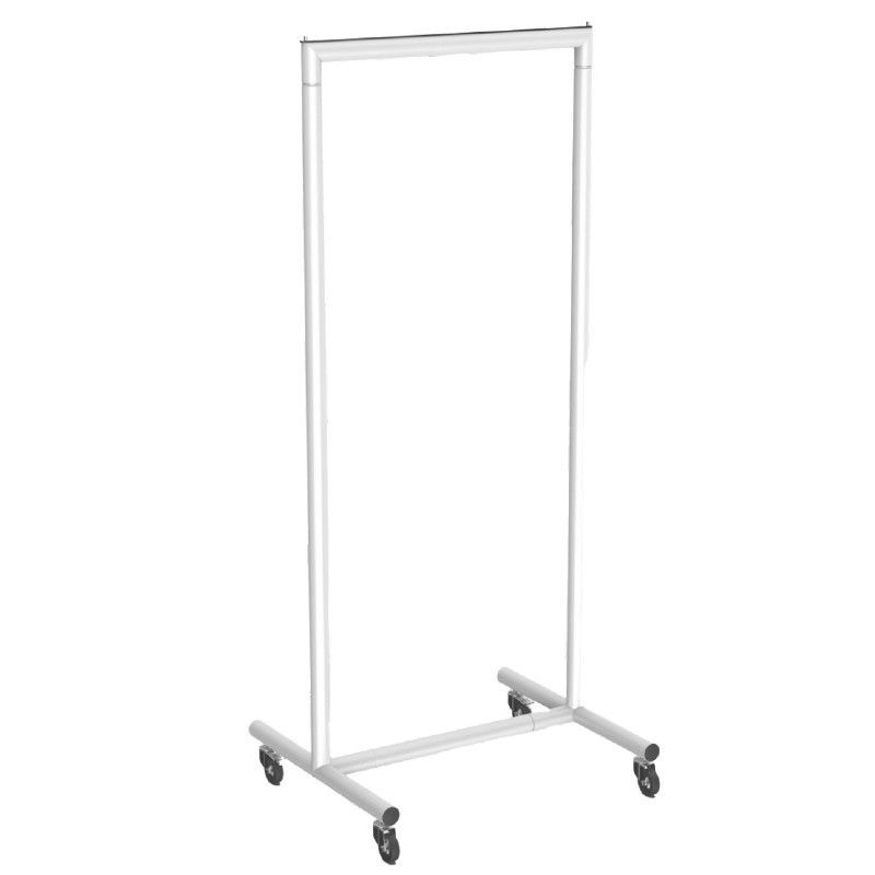 Portant blanc &agrave; roulette largeur 60cm hauteur 145cm : Portants shopping