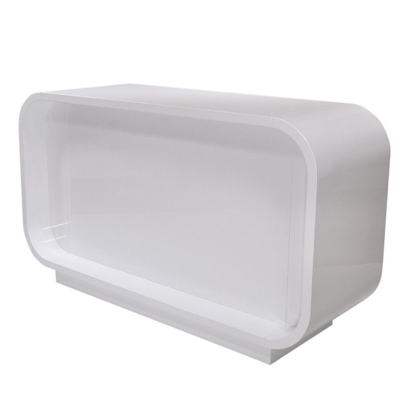Rounded store counter white gloss 175cm : Comptoirs shopping