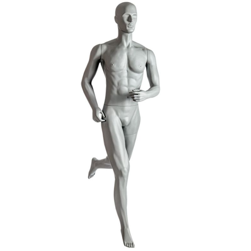 Running male mannequin grey color : Mannequins vitrine