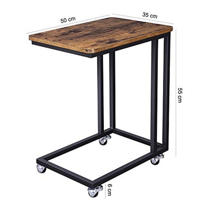 Rustic wooden bedside table with castors : Mobilier shopping