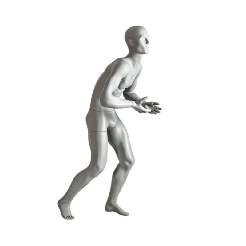 Graue (RAL7042) sportliche Schaufensterpuppe für Männer, die eine ... Schaufensterpuppe Mann Ballfänger : Mannequins vitrine