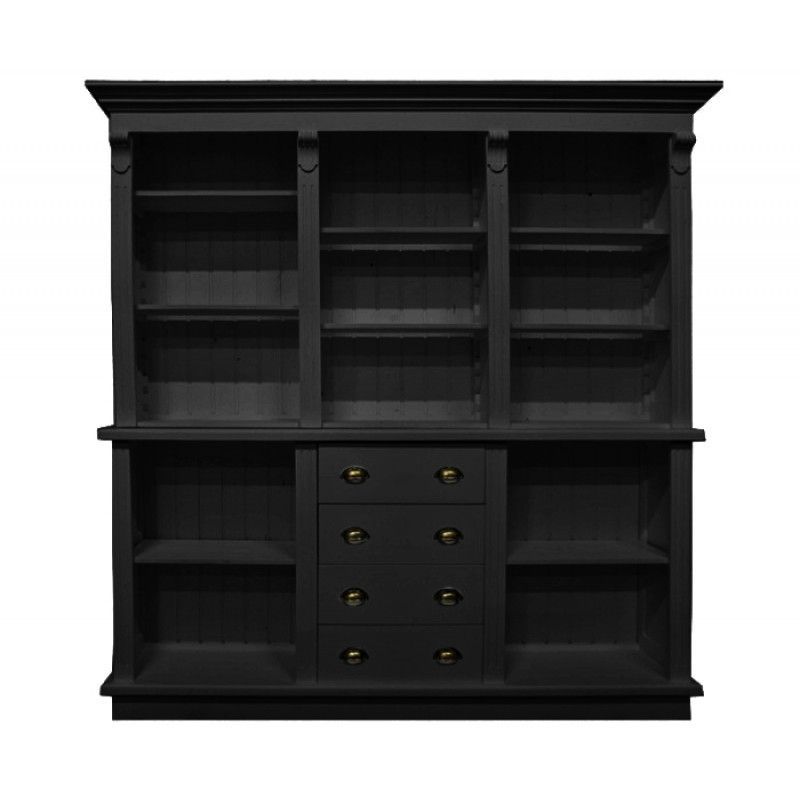 Schwarz Theke 200 cm breit mit Schrank mit Schubladen : Mobilier shopping