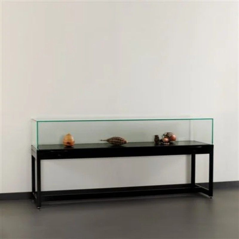Schwarze vitrine mit glasglocke 150 cm