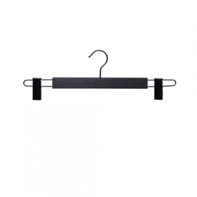 Schwarzer Kleiderb&uuml;gel 42 cm mit Gr&ouml;&szlig;eren Clips Set von : Cintres magasin