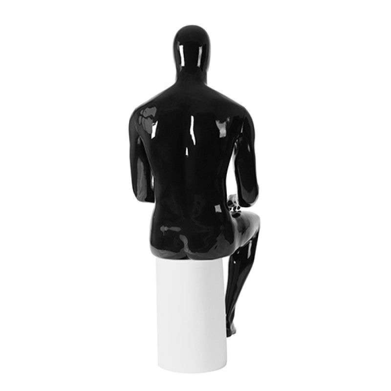 Image 3 : Seated male mannequin black gloss ...