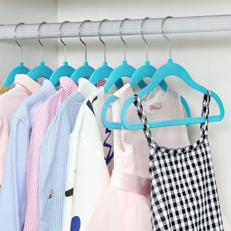 Set of 20 cyan velvet kids hangers