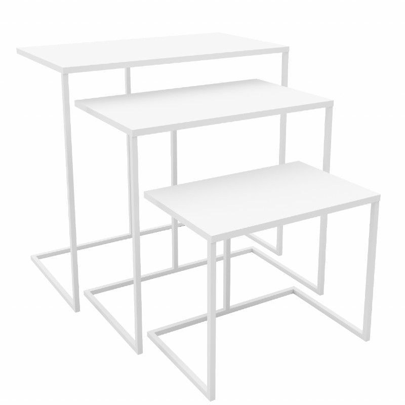 Set of 3 nesting tables in whitemetal : Mobilier shopping