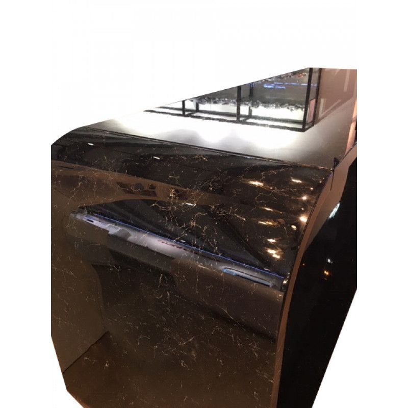 Shop Counter Curved Black Color Marble Effect