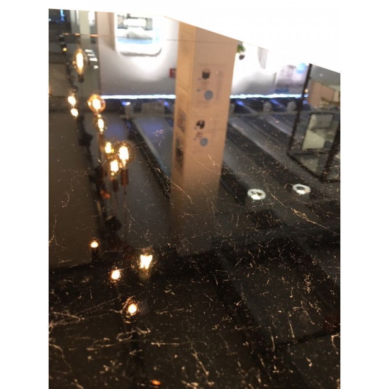 Shop Counter Curved Black Color Marble Effect