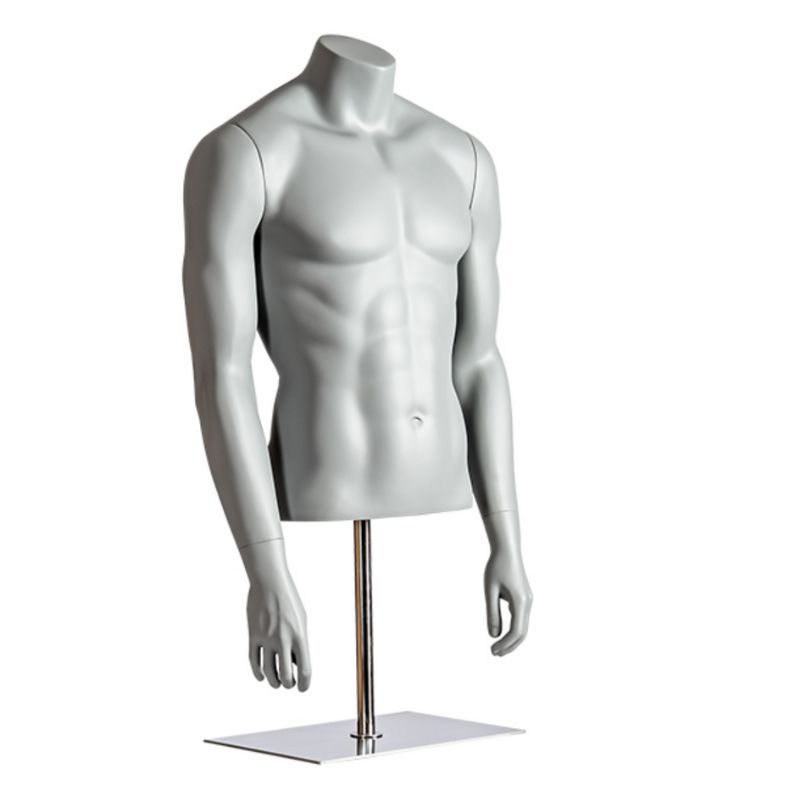 Grey sports mannequin bust with arms : Bust shopping