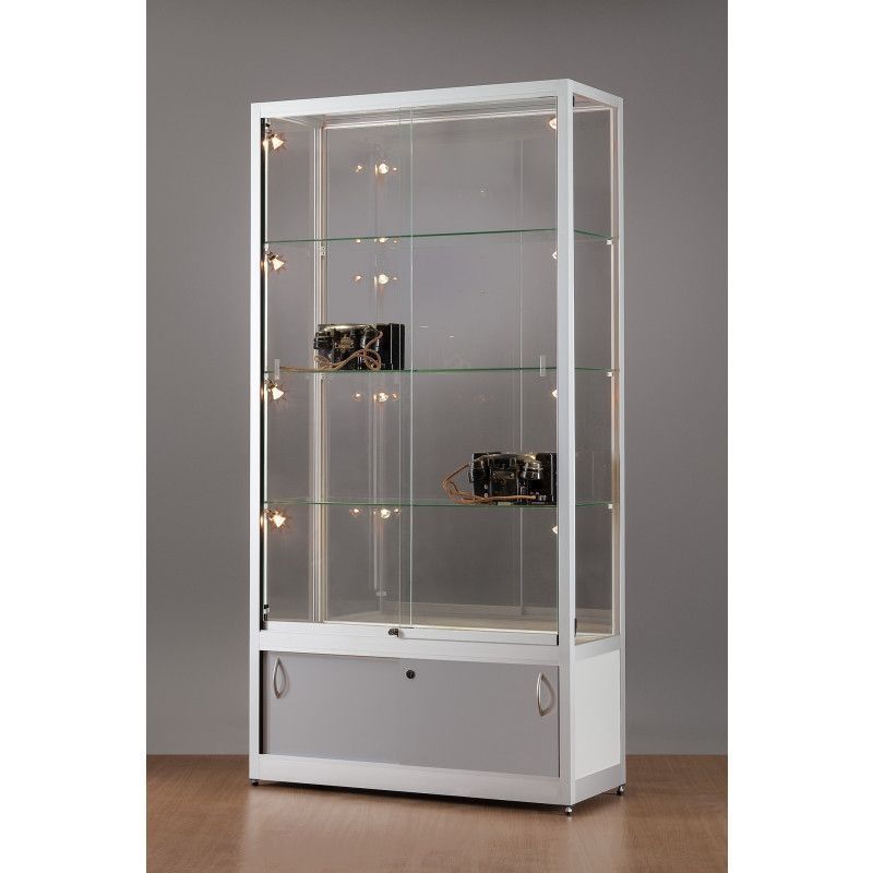 Showcase aluminum 100 cm chrome and halogen : Vitrine