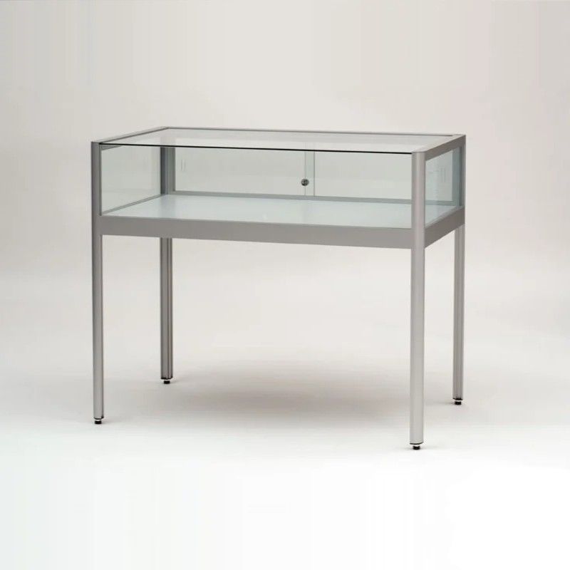 Silver counter shop window with sliding door : Mobilier shopping