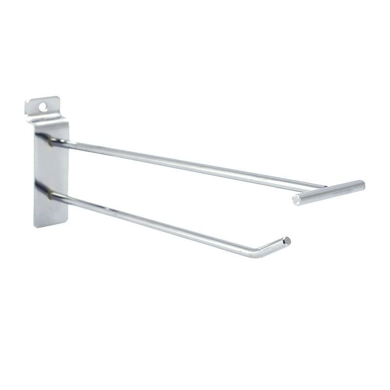 Single hook, with top bar, L=20 cm, chrome : Mobilier shopping