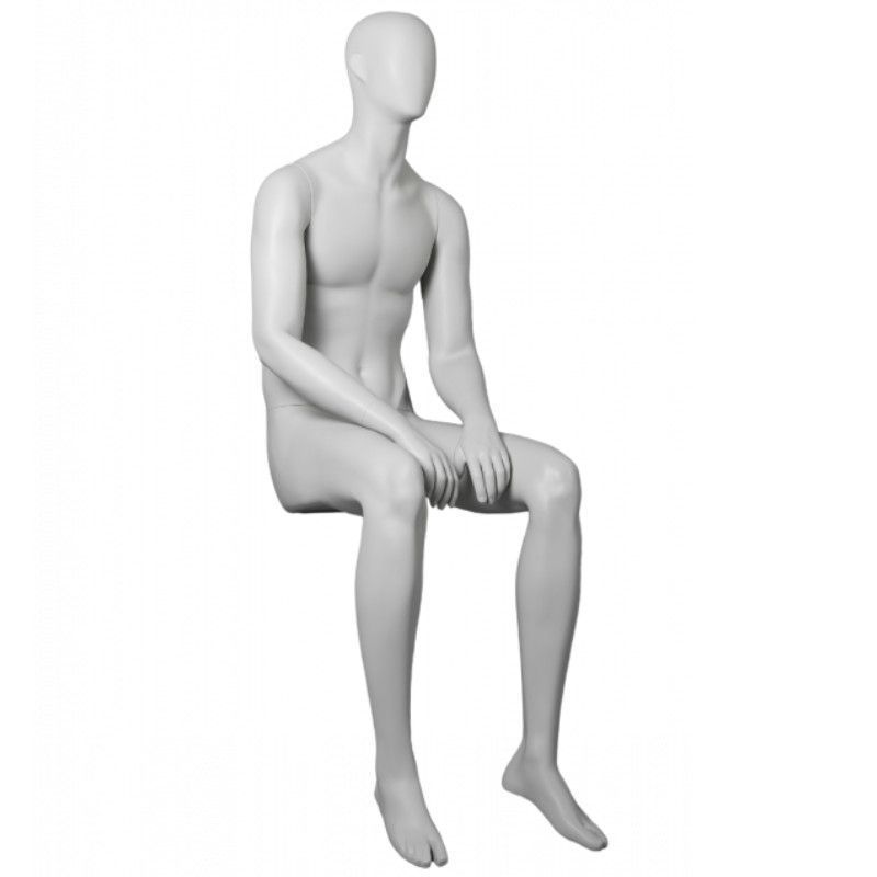 Image 1 : Mannequin sitzender Mann in Hellgrau ...