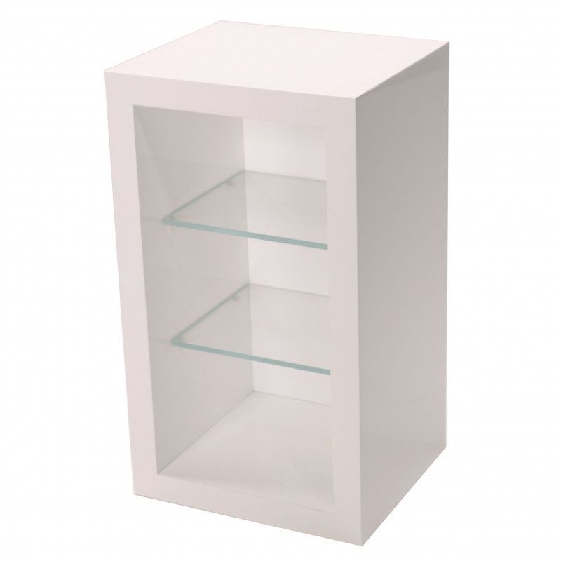 Square High glossy white wall cupboard with 2 glass she : Comptoirs shopping