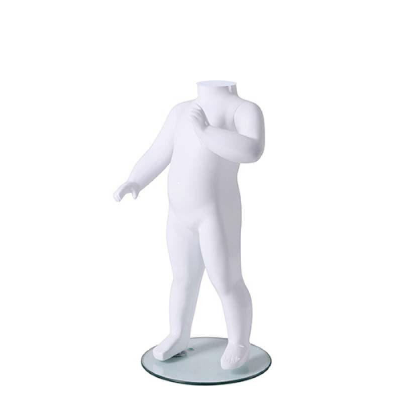 Standing baby mannequin without head white matte : Mannequins vitrine