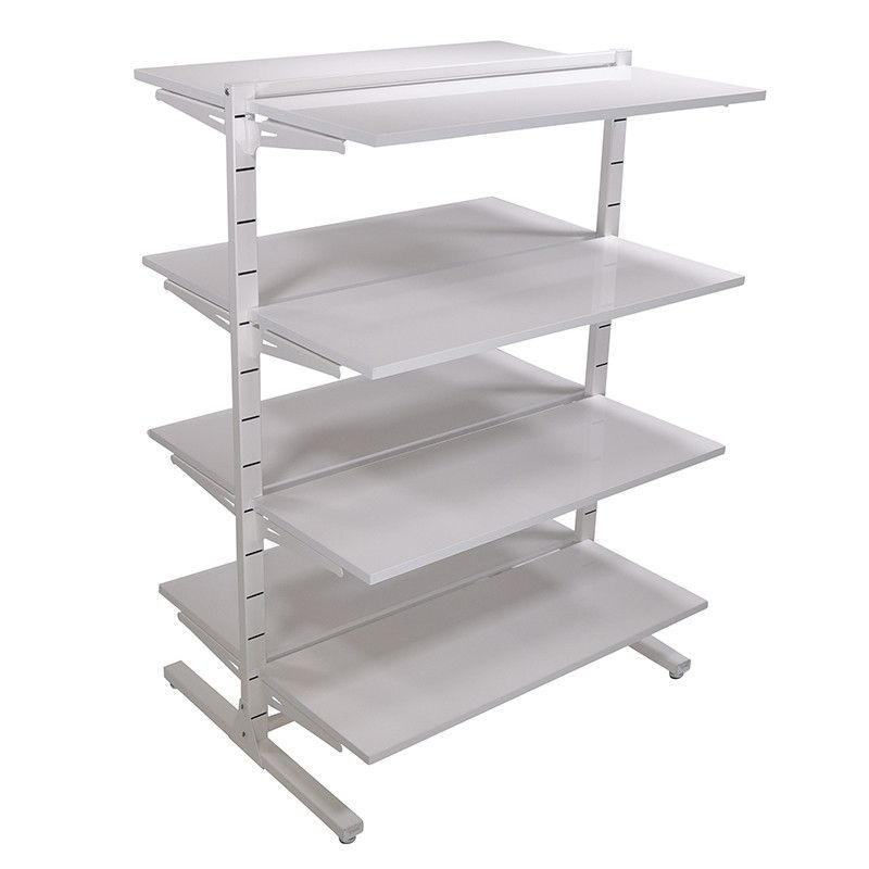 Store shelves 4 levels white color H 145 X 105 X 73 CM : Mobilier shopping
