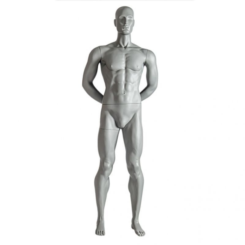 Straight sporty gray male window mannequin : Mannequins vitrine