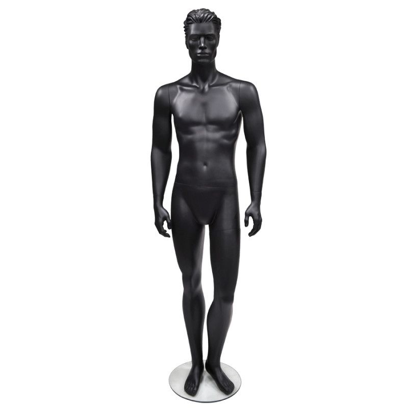 Stylised display male mannequin with face : Mannequins vitrine