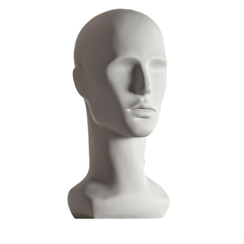 Testa di manichino grigio maschile : Mannequins vitrine
