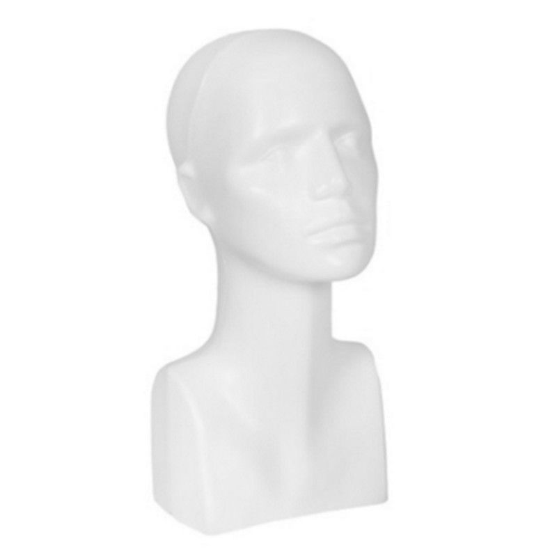 T&ecirc;te de mannequin vitrine femme en plastique blanc : Mannequins vitrine