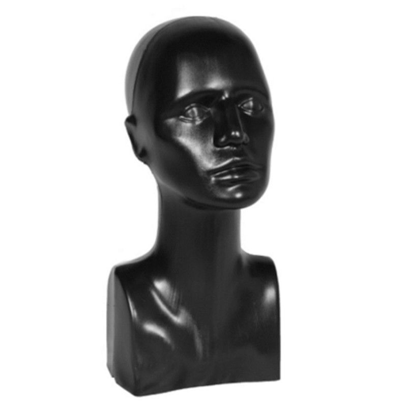T&ecirc;te de mannequin vitrine femme en plastique noir : Mannequins vitrine