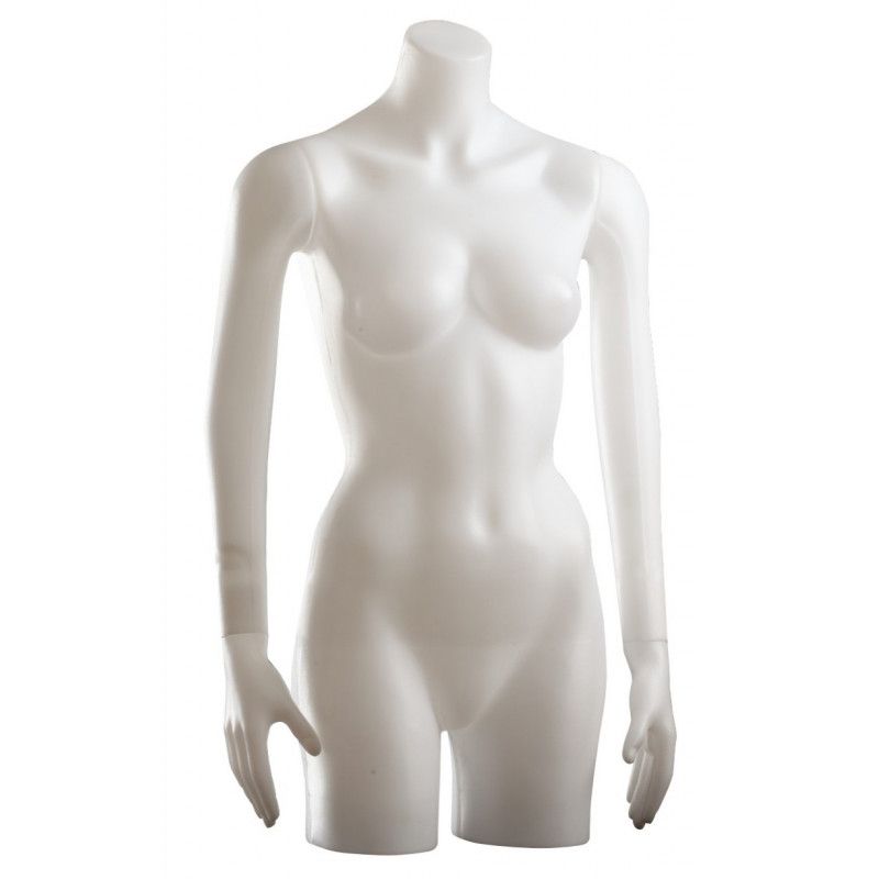 Torso de maniqui senora en plastico blanco con brazos : Bust shopping