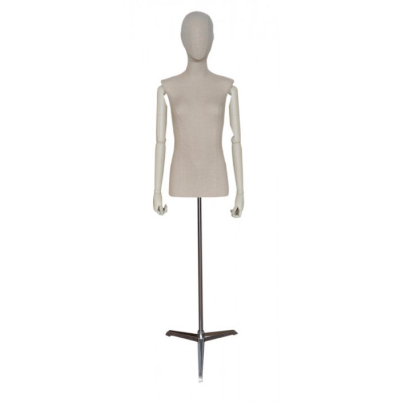 Torso femme recouvert de tissu avec base chrome : Bust shopping