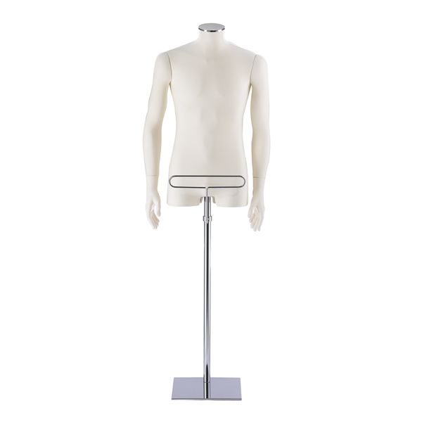 Torso Mannequin homme blanc ivoire avec porte-pantalon : Bust shopping