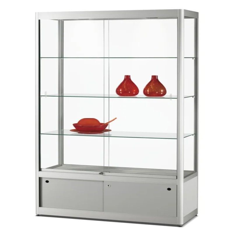 Ventana de columna con armario inferior plateado : Mobilier shopping