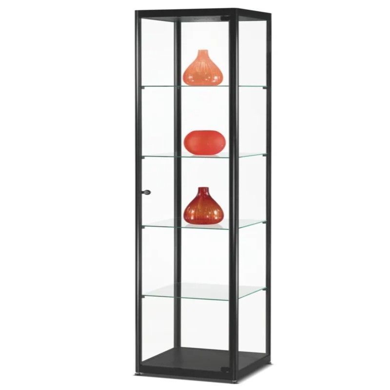 Vetrina colonna nera con ripiano in vetro da 200 cm : Mobilier shopping
