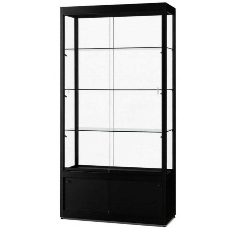 Vitrine aluminium 100 cm chrom&eacute;e et halog&egrave;ne : Vitrine