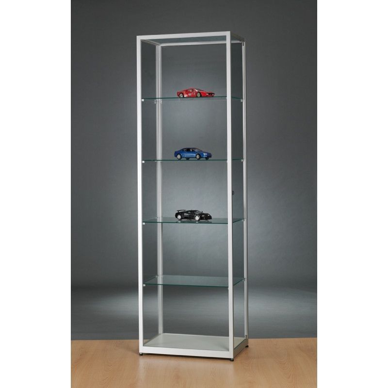 Vitrine colonne en aluminium et verre tremp&eacute; : Mobilier shopping