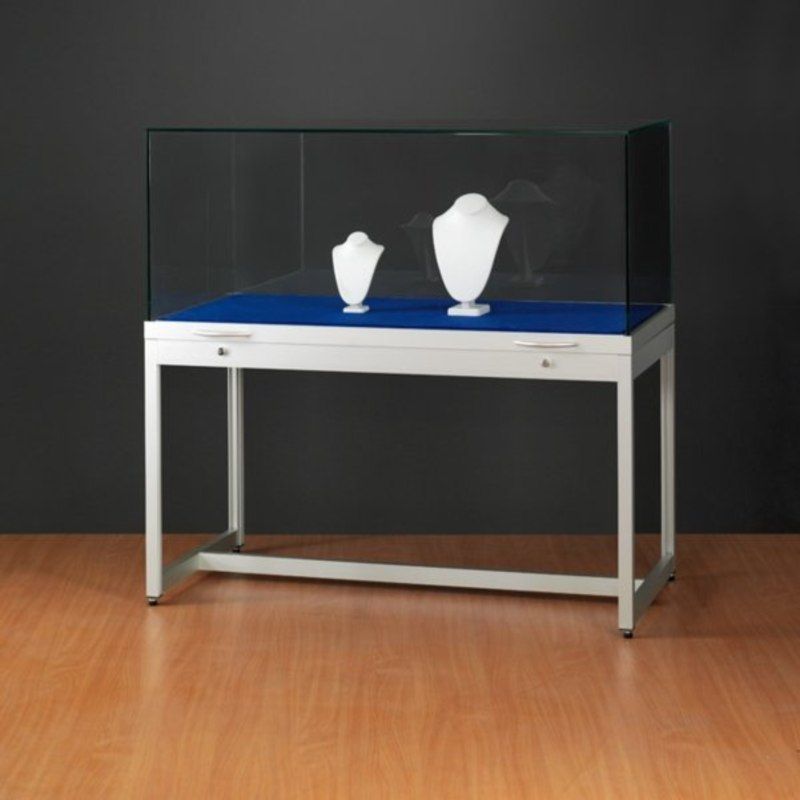 Vitrine argent 120 cm avec cloche en verre : Mobilier shopping