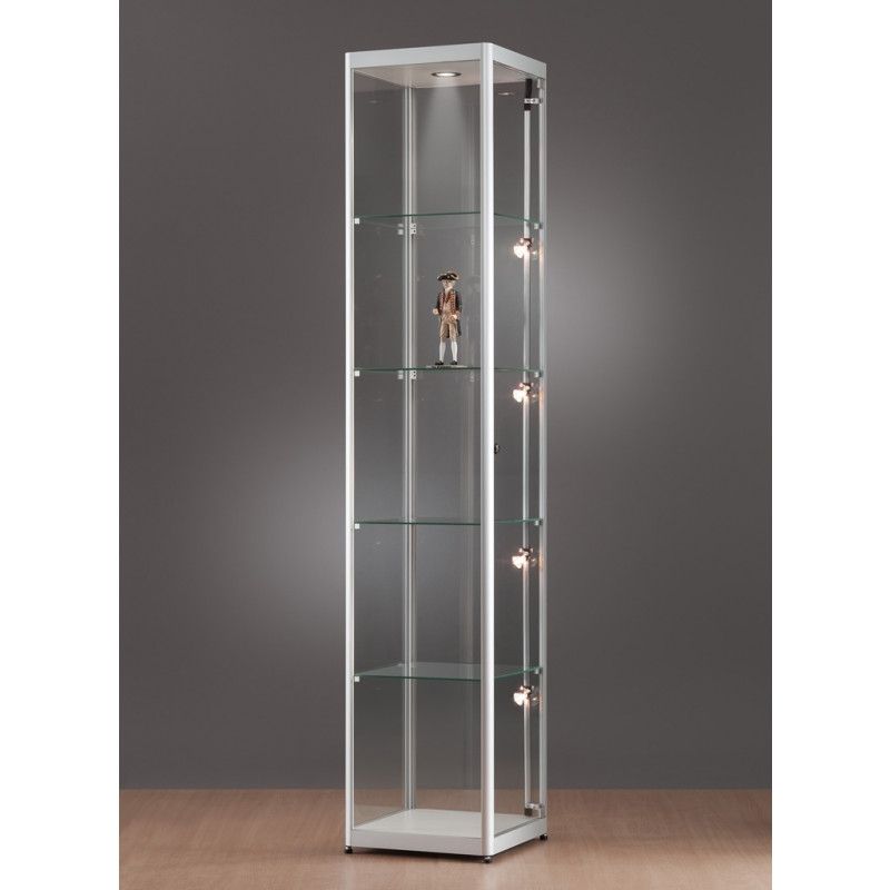 Vitrine colonne aluminium et verre 40 cm