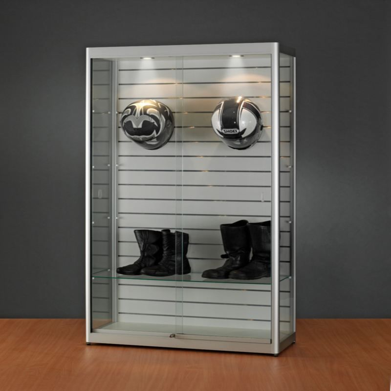 Image 1 : Vitrine colonne couleur argent avec ...