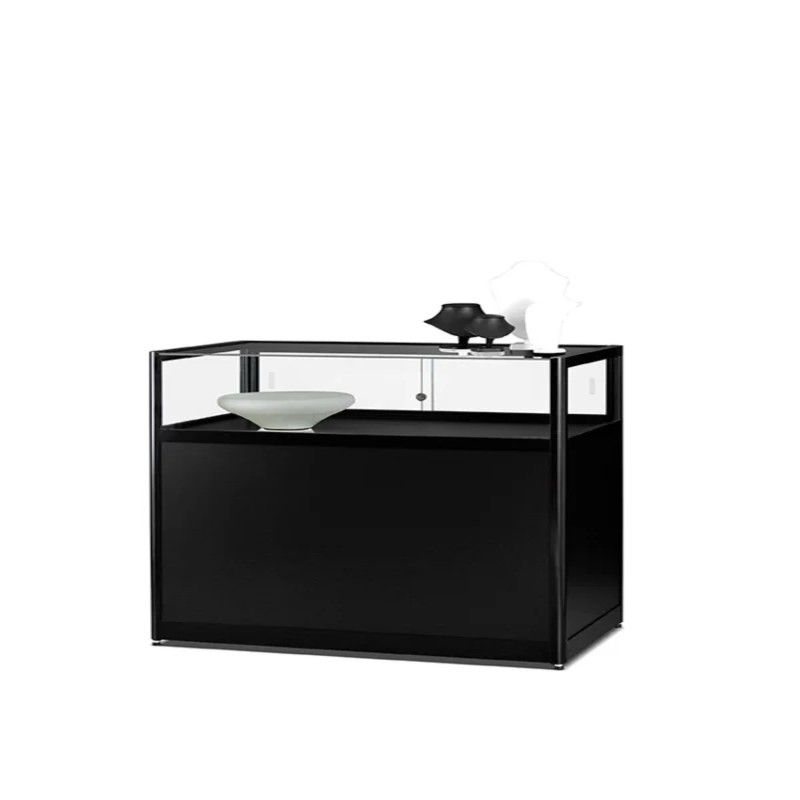 Vitrine comptoir noir avec pi&eacute;destal 100 cm : Mobilier shopping