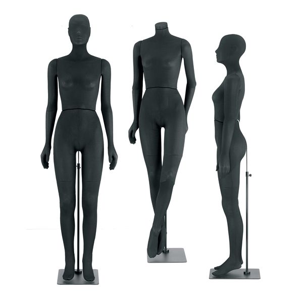 Vollbewegliche damen figuren mit schwarzem stoff : Mannequins vitrine