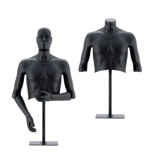 Herren Busten vollbewegliche figuren aus schwarzem EPP (Polypropylenschaum) mit auswechselbarem ... Vollbewegliche herren busten : Mannequins vitrine