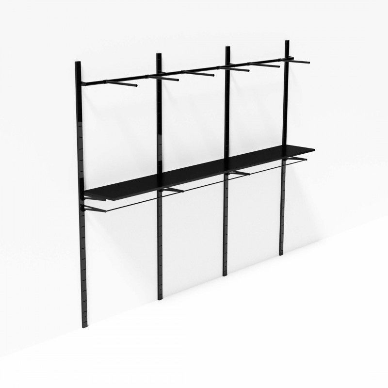 Wall display rack for black shop 3 meters Laser : Mobilier shopping