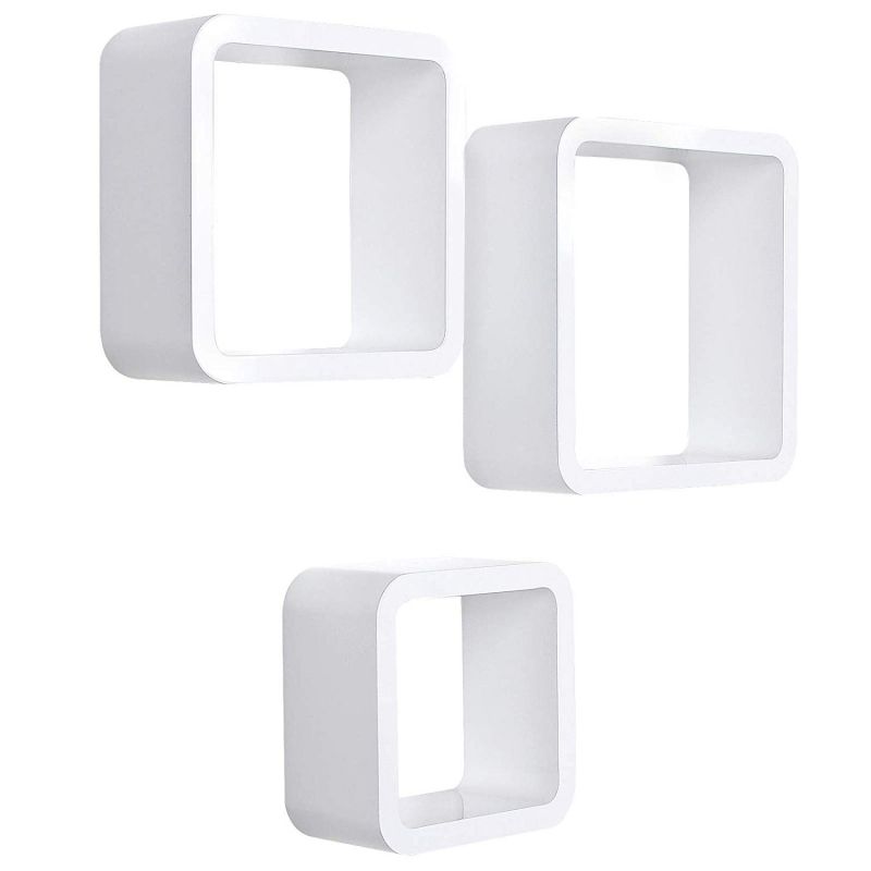 Wall shelves Set of 3 white cubes : Presentoirs shopping